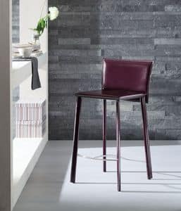 Infinity barstool, Stool covered with leather, available in various colors, for hotel and kitchen