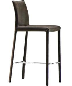 Nuvola H65, Stool covered with leather, fixed height