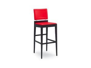 PEGGY/SG, Wooden stool, padded backrest, for kitchens