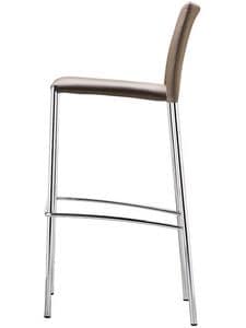 Silvy TS H75, Stool upholstered in leather, fixed height