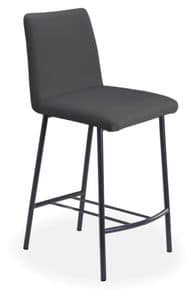Xelle SGFM, Metal and leather stool with footrest