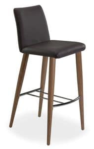 Xelle SGFW, Stool with base in oak and genuine leather seat