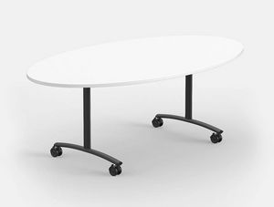 Archimede AL, Table on wheels with oval folding top, for meeting and conference rooms