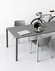 Be-Easy, Extendable table in minimalist style, with top made of Fenix