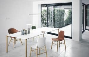 Boiacca Wood, Design table with wooden legs and top in Fenix