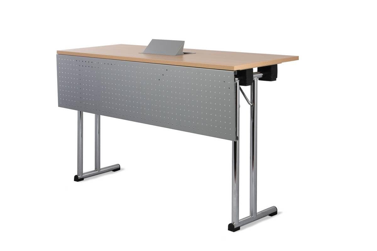 Conference 1645, Table with folding legs suitable for meetings, multi-functional table suitable for conferences