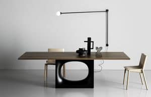 Holo, Design table with metal base with oval hole