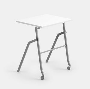 Pitagora Light, Small table with folding top, stackable, with front castors