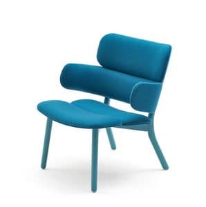 Bands lounge armchair, Design chair with large seat, upholstered in leather