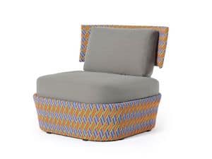 Kente lounge, Lounge armchair, with multicolored weaving, for outdoor use