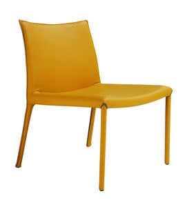 Nuvola ATS, Chair with large seat, upholstered with hide