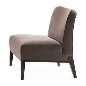 Opera 02261, Lounge chair in solid wood, upholstered seat and back, fabric covering, modern style