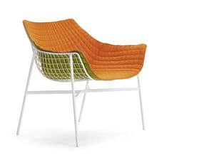 Summer set lounge armchair, Lounge armchair, in steel rod, padded, for outdoors