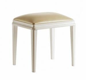 Art. VL729, Upholstered low stool, in wood, for hotels