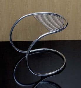Stool, Stool with curved base in chromed steel