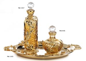 Art. MER 1417 - 1418 - 1419, Precious bottles and tray in crystal and bronze