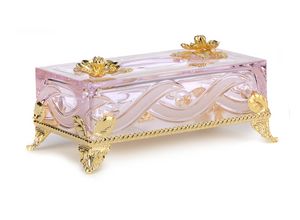 Art. MER 1450, Precious tissue box in pink crystal
