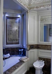 Bathroom Boiseire 1, Boiserie for bathrooms, with silver leaf finishings