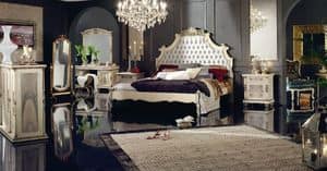 1165, Classic luxury double bed with upholstered headboard