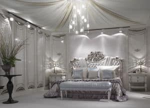 12S151, Quilted bed with silver leaf finishing for luxury hotels