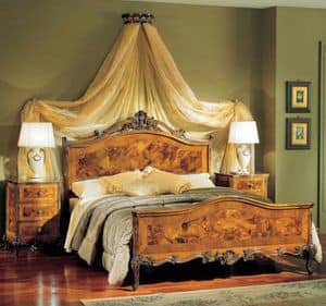 3265 BED, Bed with headboard in Ferrarese burr, classic style