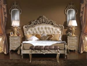 3600 LETTO BAROCCO, Double hand carved bed, finishes OBS