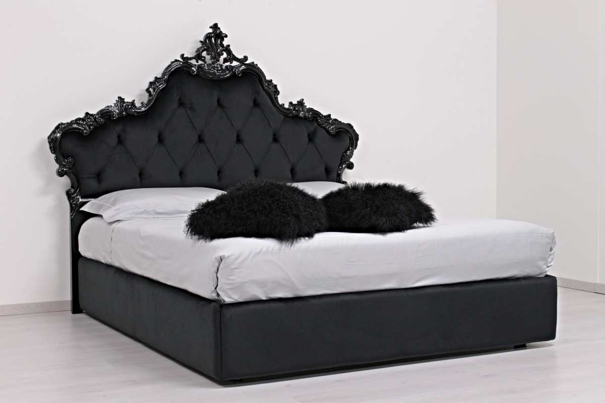 Luana Storage, Double bed with upholstered headboard, classic style