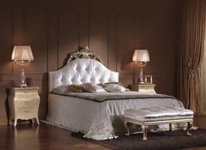 713 BED, Luxury classic double bed with headboard tufted