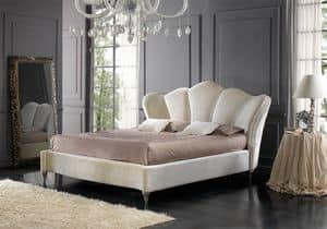 Afrodite bed, Elegant padded bed, in classic style