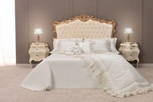 Angela bed, Classic double bed with upholstered headboard tufted finish