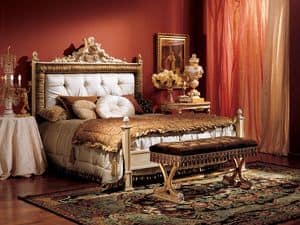 Angeli bed 846, Classic style bed with upholstered headboard made of wood