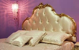 Art. 1600 Jasmine, Carved bed, quilted headboard, for classic bedroom