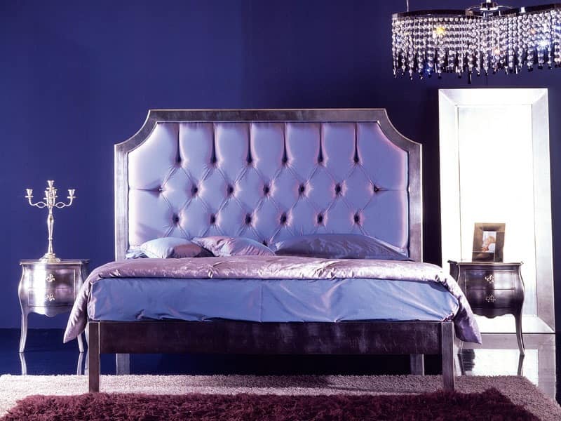 Art. 1790 Cristina, Luxury classic bed, silver leaf finishing, for hotels