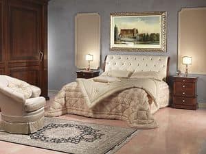 Art. 2026/952/2/C bed, Luxury bed, in wood and leather, for 5 stars hotel