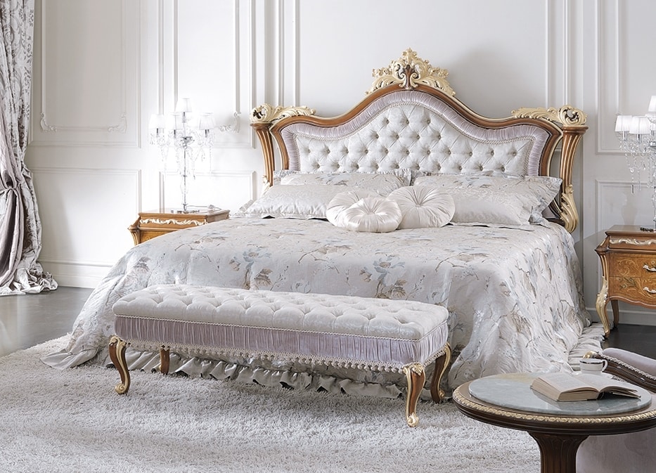 Classic style bed with decorated headboard | IDFdesign
