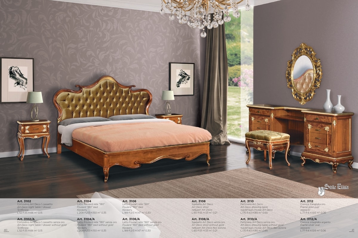 Art. 3104, Bed with tufted headboard