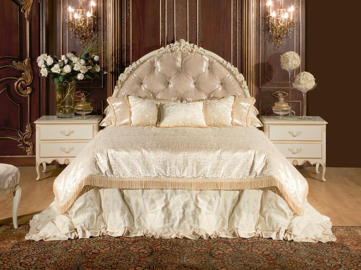 Art. 528, 800-style bed, with headboard and bedframe, in fabric