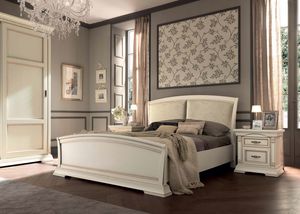 Art. 71BO13LT, Classic style bed in wood, with padded headboard