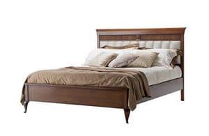 Art. CA726, Wooden bed with upholstered headboard for hotel rooms