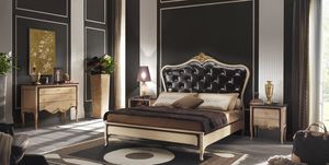 Art. LT 20001, Bed with tufted leather headboard