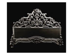 Bed art. 600, Classic style bed with headboard in hand-carved wood