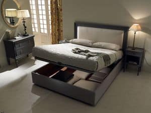 Bed with storage box Charme, Double bed with storage box, padded headboard