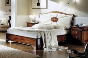 C 704, Classic mahogany bed with upholstered headboard