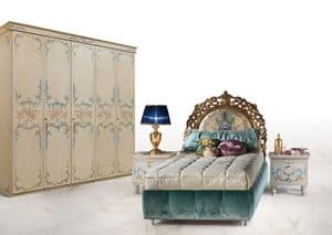 CalipsoTre, Single bed in luxury classic style, upholstered headboard