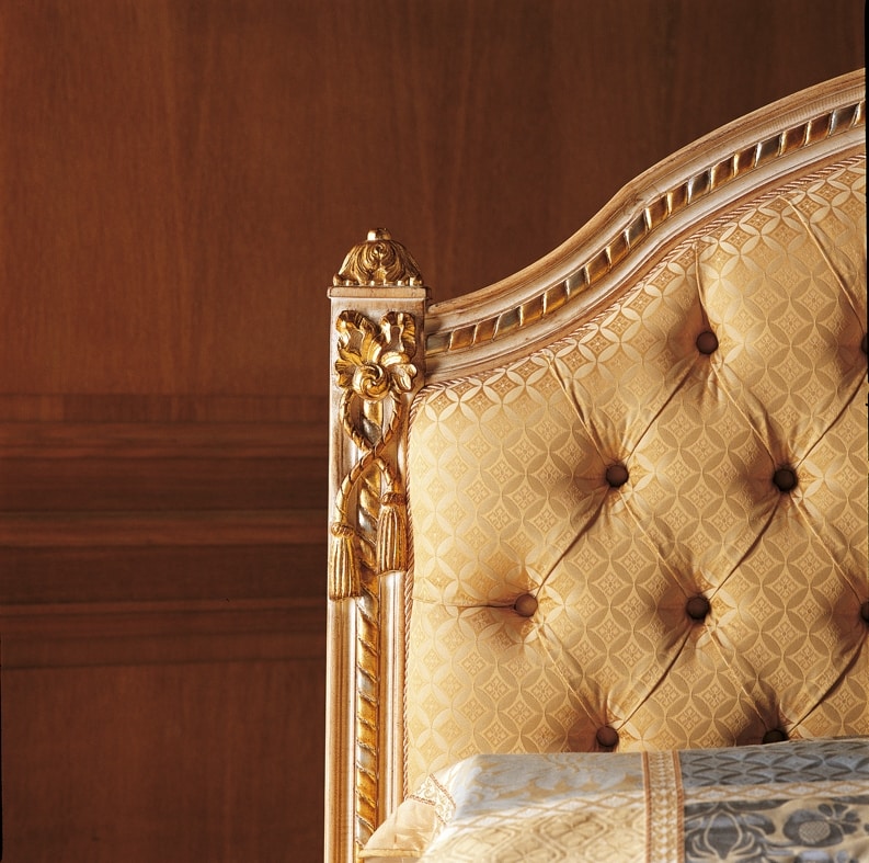 Canaletto, Quilted double bed in wood, for bedroom