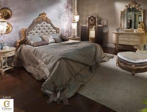 Chic, Luxury classic bedroom, inlaid double bed