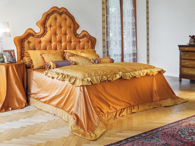 Diana, Double bed with headboard tufted, hand-stitched