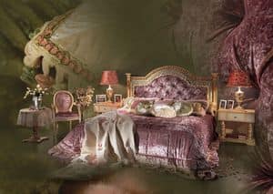 Esmeralda, Bed with hand carved headboard, Luxury bedroom