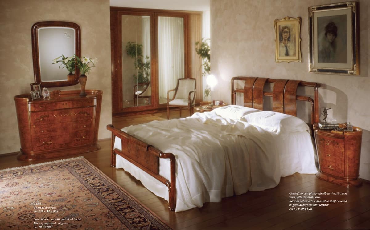 Flory bed, Bed in olive ash burl, satin polishing
