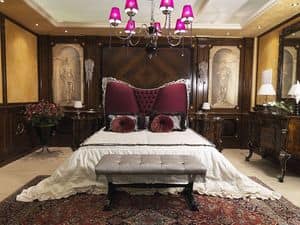 Gigli bed, Luxury bed with upholstered headboard, classic style